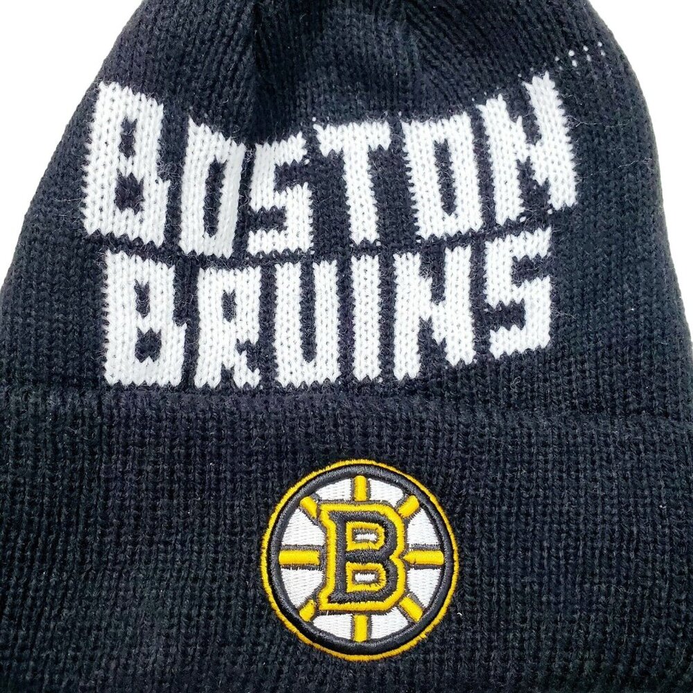 Fan Favorite Boston Bruins Toboggan NHL Black Yellow Pom Pom OSFM NWOT - Picture 2 of 6